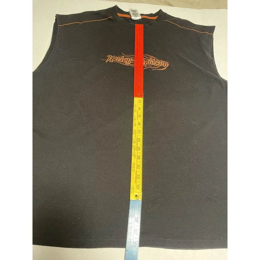 Carolina Harley-Davidson Waffle Knit Shirt Black With Embroidered Sleeveless 2XL - Picture 7 of 9